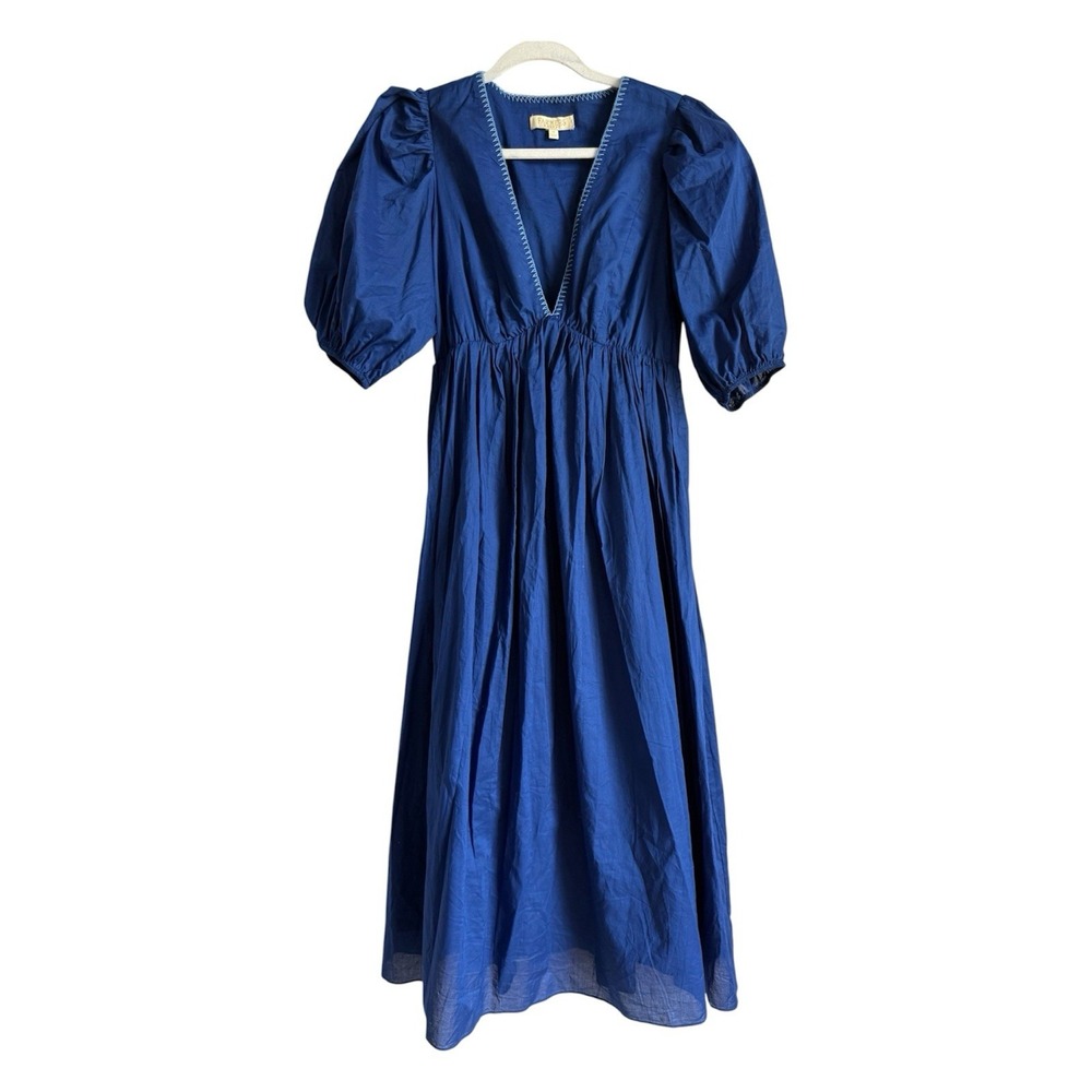 Farmers Market Women's M Maxi Dress Blue V-Neck Cotton Boho Cottagecore Romantic